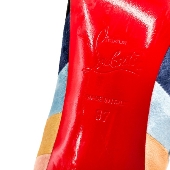 Christian Louboutin Suede Wave Zip Mid-Heel Ankle Boots EU 37.5 - Picture 6 of 8